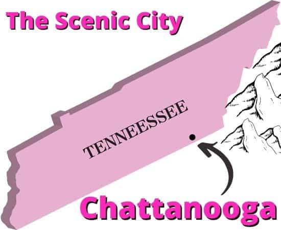 Chattanooga on Tennessee map