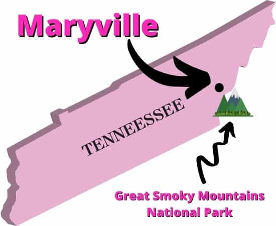 Maryville on Tennessee map