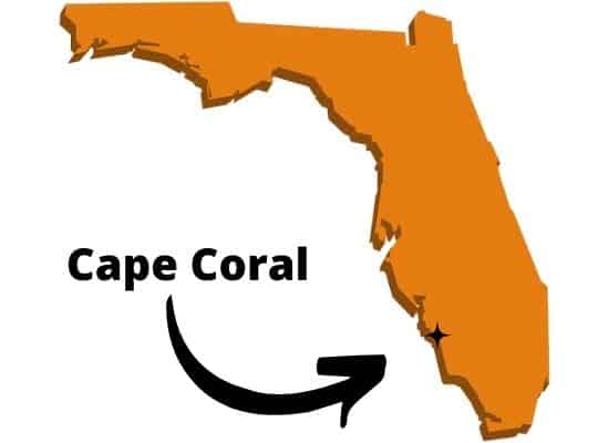 Cape Coral on Florida map