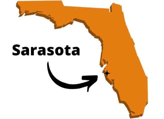 Sarasota on Florida map