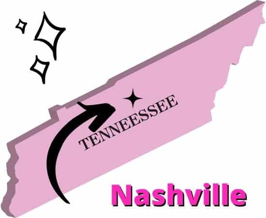 Nashville on Tennessee map