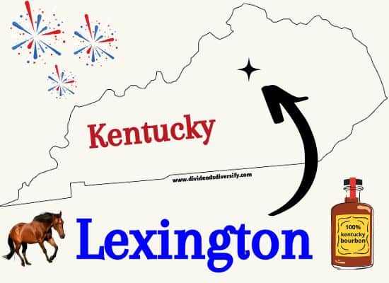 Lexington, KY on state map