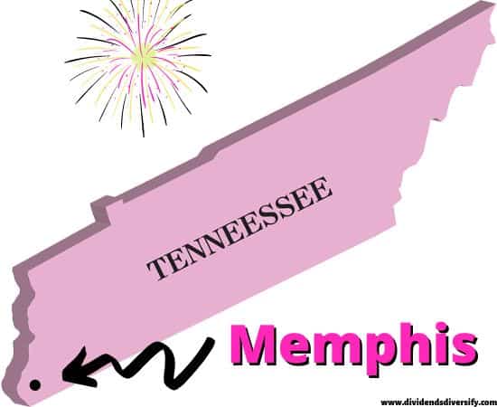 Memphis on Tennessee map