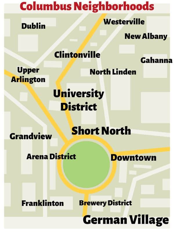 map of Columbus neighborhood living