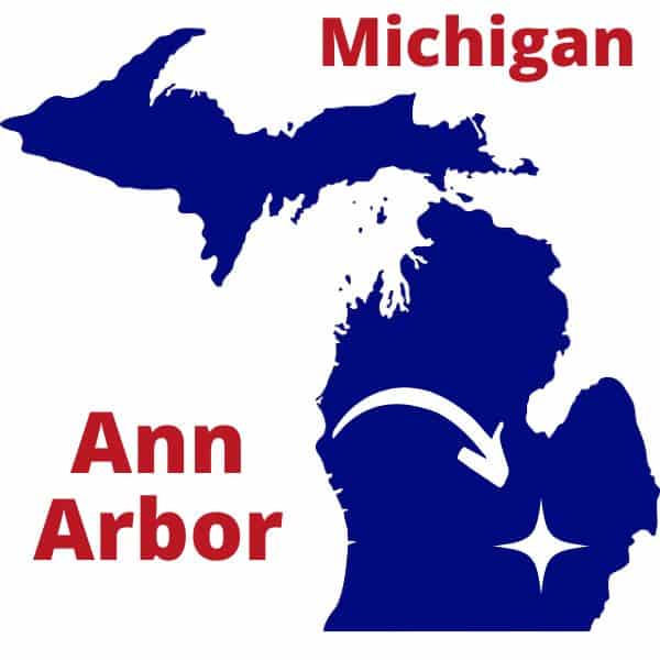 moving to Ann Arbor on Michigan map