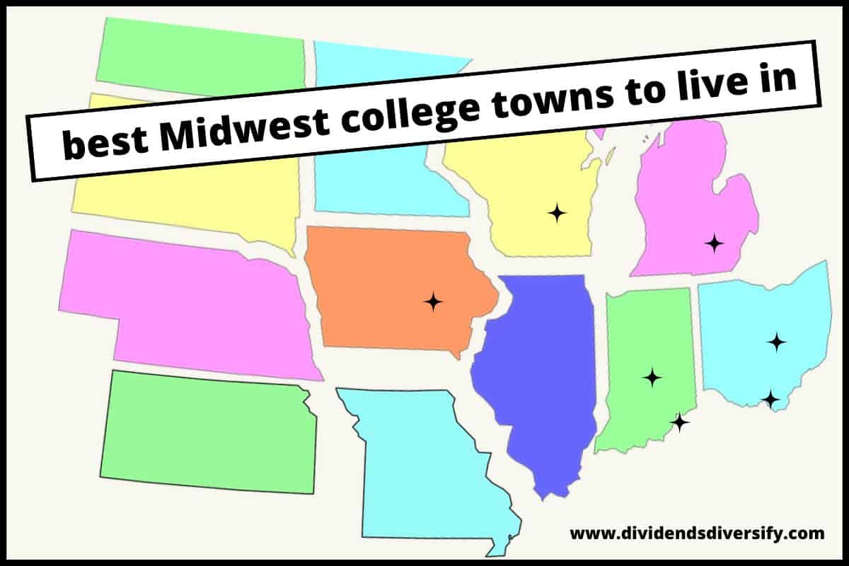 map of the best college towns to live in the Midwest