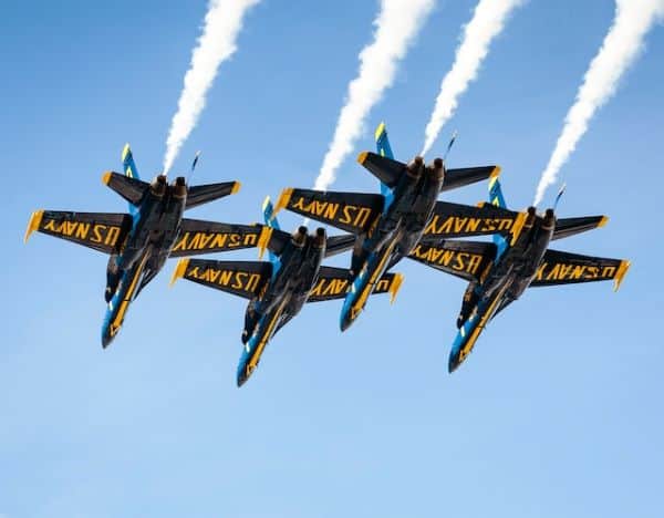 Navy jets flying in formation