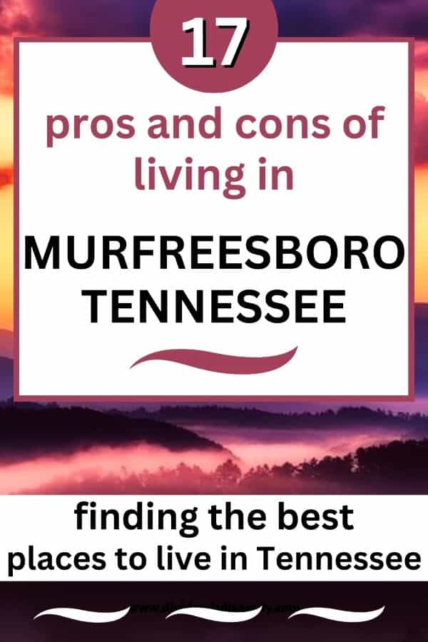 Murfreesboro, Tennessee Pros and Cons Pinterest image