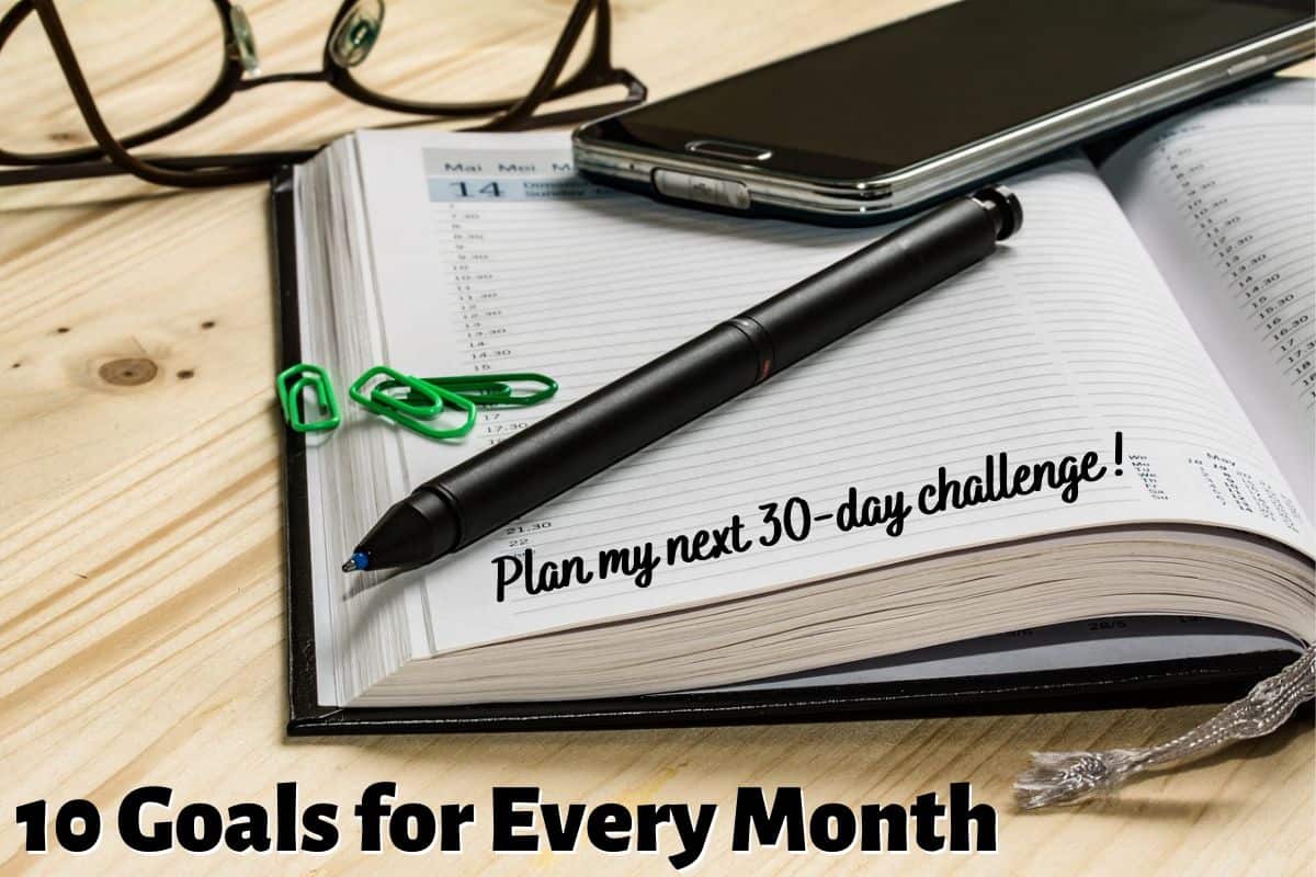 calendar notebook for my list of goals