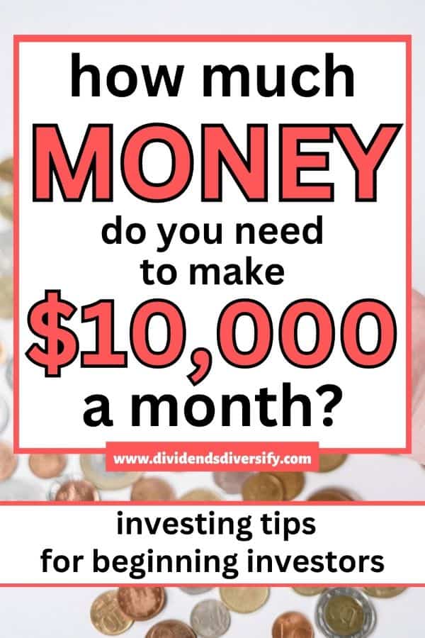 pinnable image: money invested to make $10,000 per month