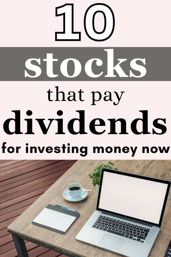 Pinterest image: 10 stocks paying dividends