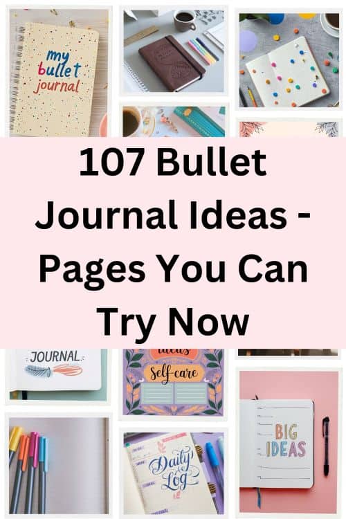 Pinterest image with words 1077 bullet journal ideas - pages you can try now
