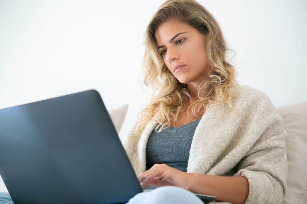 woman working on a laptop