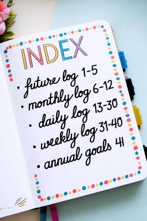 bullet journal index page