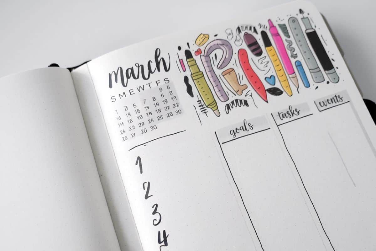 bullet journal monthly log page