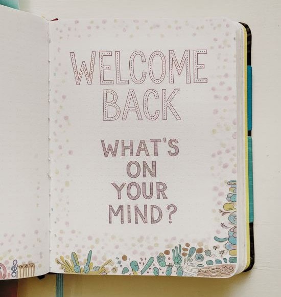first page of bullet journal with the words Welcome Back