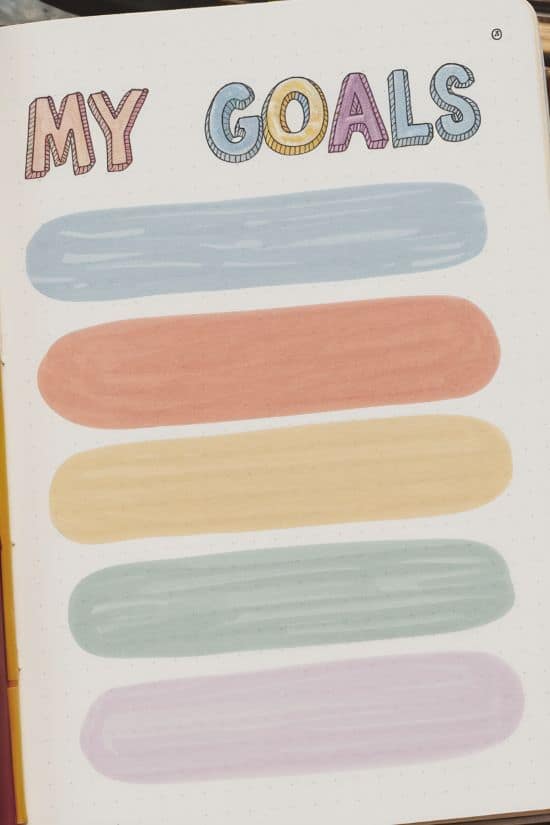 colorful page with "My Goals" written at the top