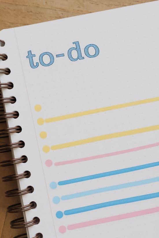 bujo to-do list page