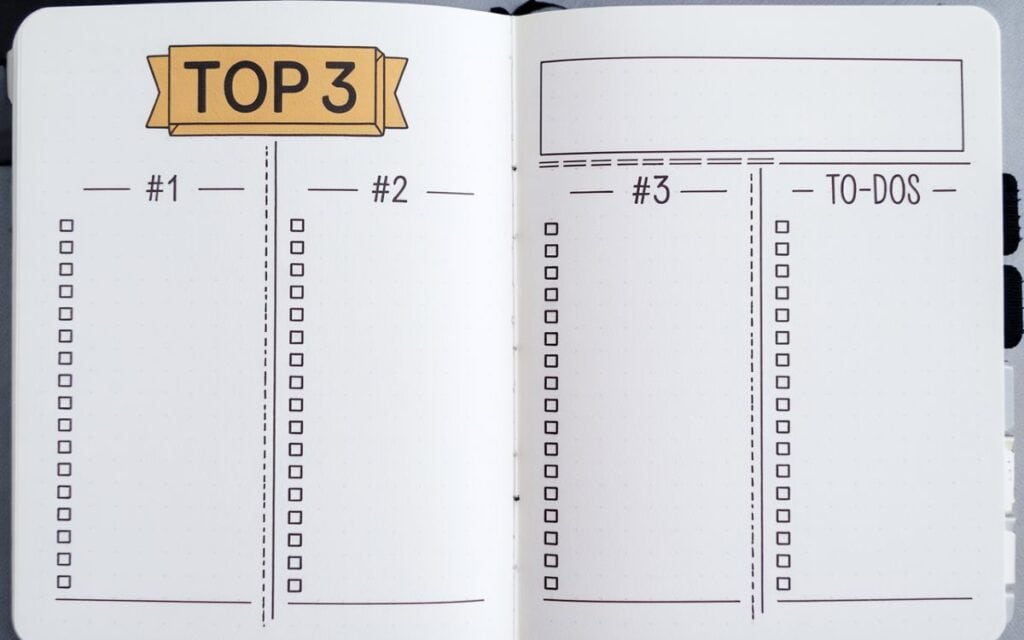 bujo top 3 priority planning page