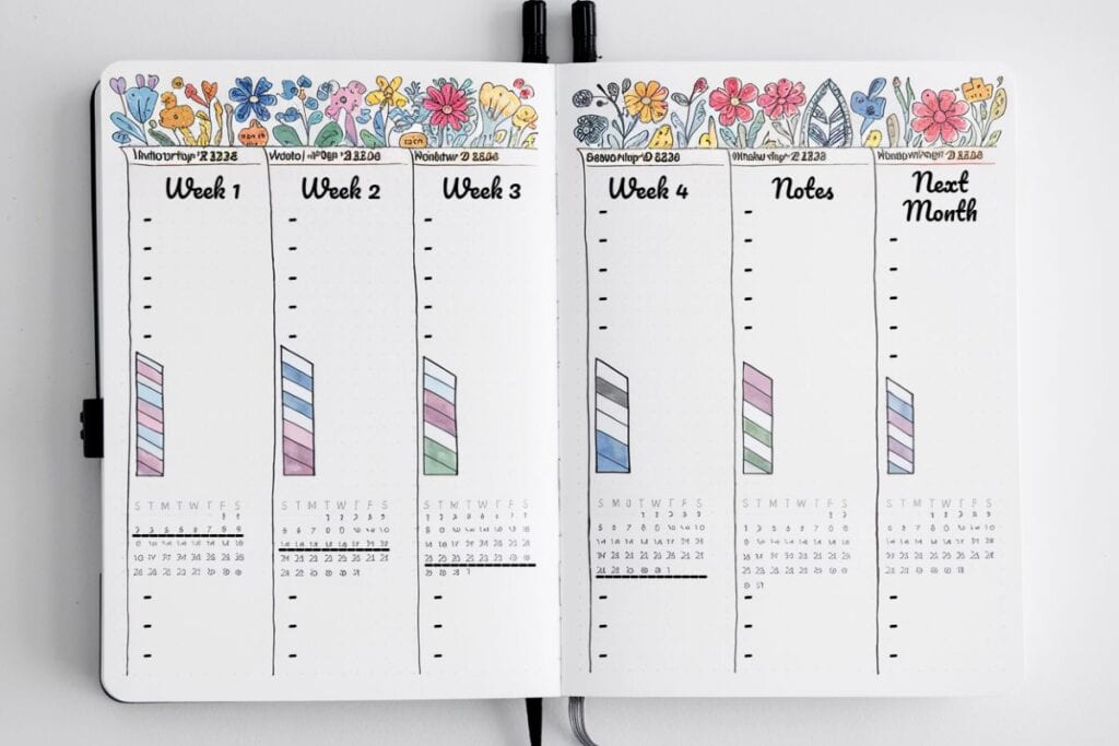 bullet journal page for weekly to-dos