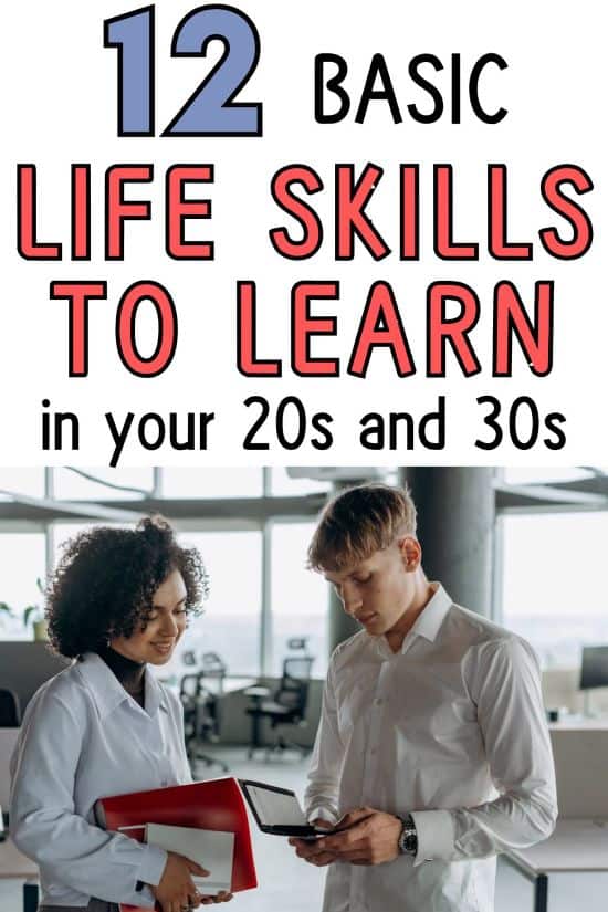 2 people interacting with words 12 basic life skills to learn