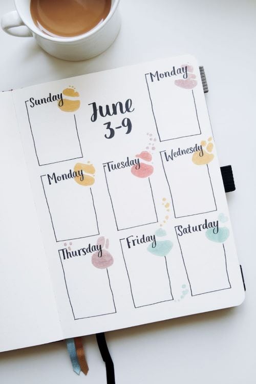bujo page: daily to-do list for the week